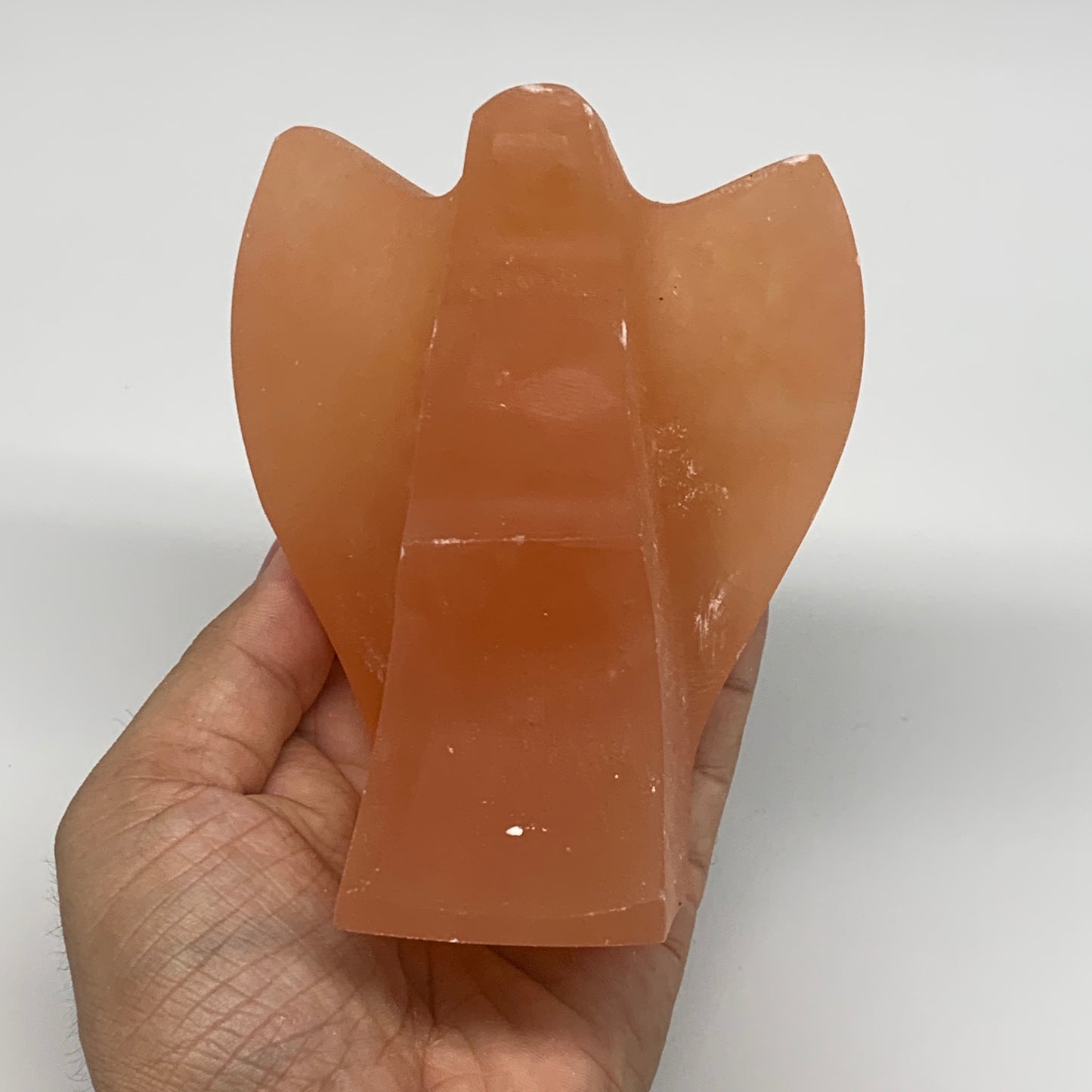 668g, 4.5"x3.6"x2.4"" Orange Selenite (Satin Spar) Angel Crystal @Morocco,B9396