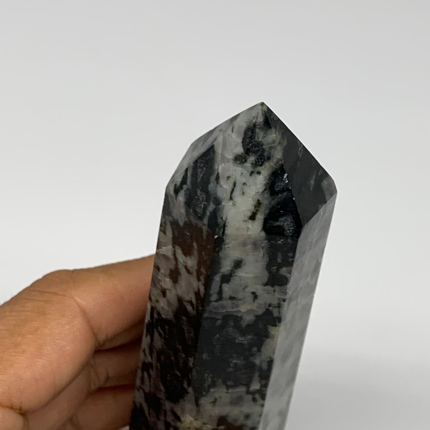 245.7g, 5.9" x 1.4" x 1.1" Indigo Gabro Merlinite Point Tower @Madagascar,B18308