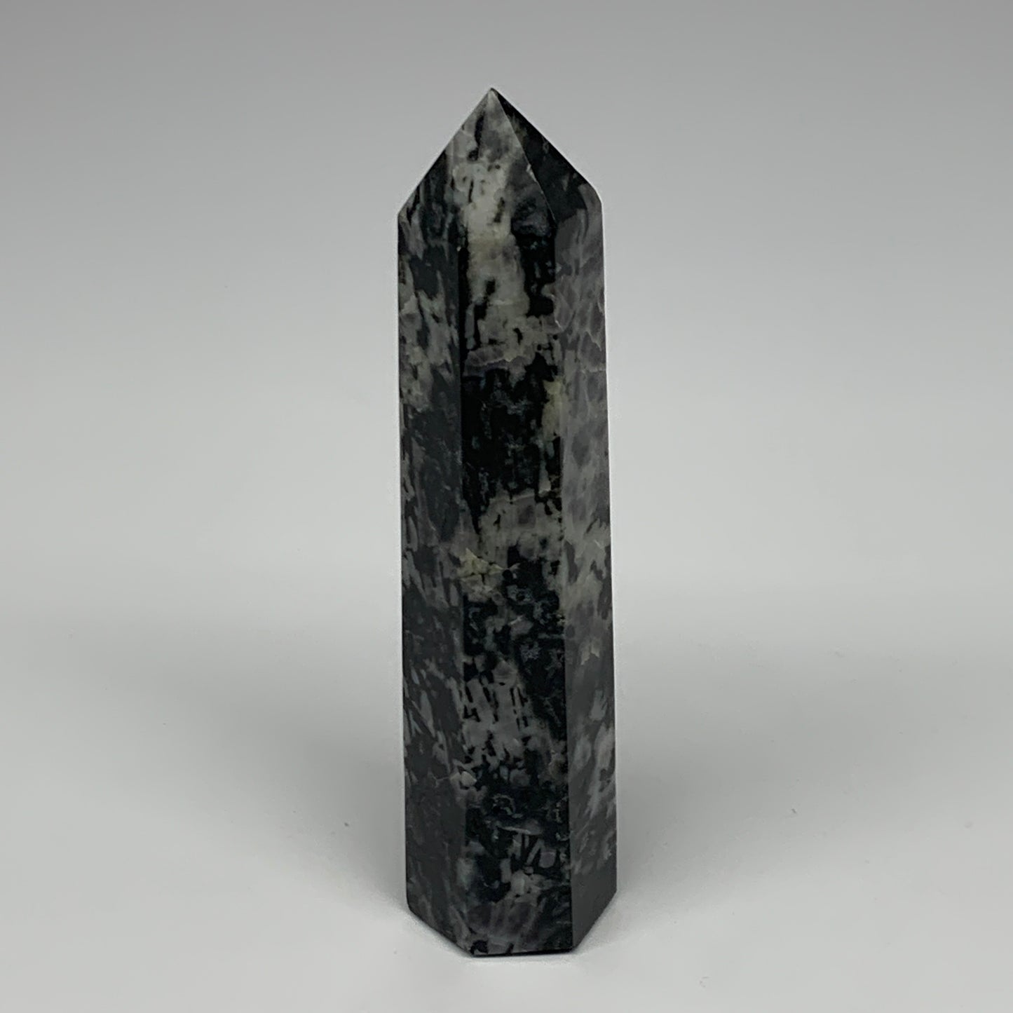 245.7g, 5.9" x 1.4" x 1.1" Indigo Gabro Merlinite Point Tower @Madagascar,B18308