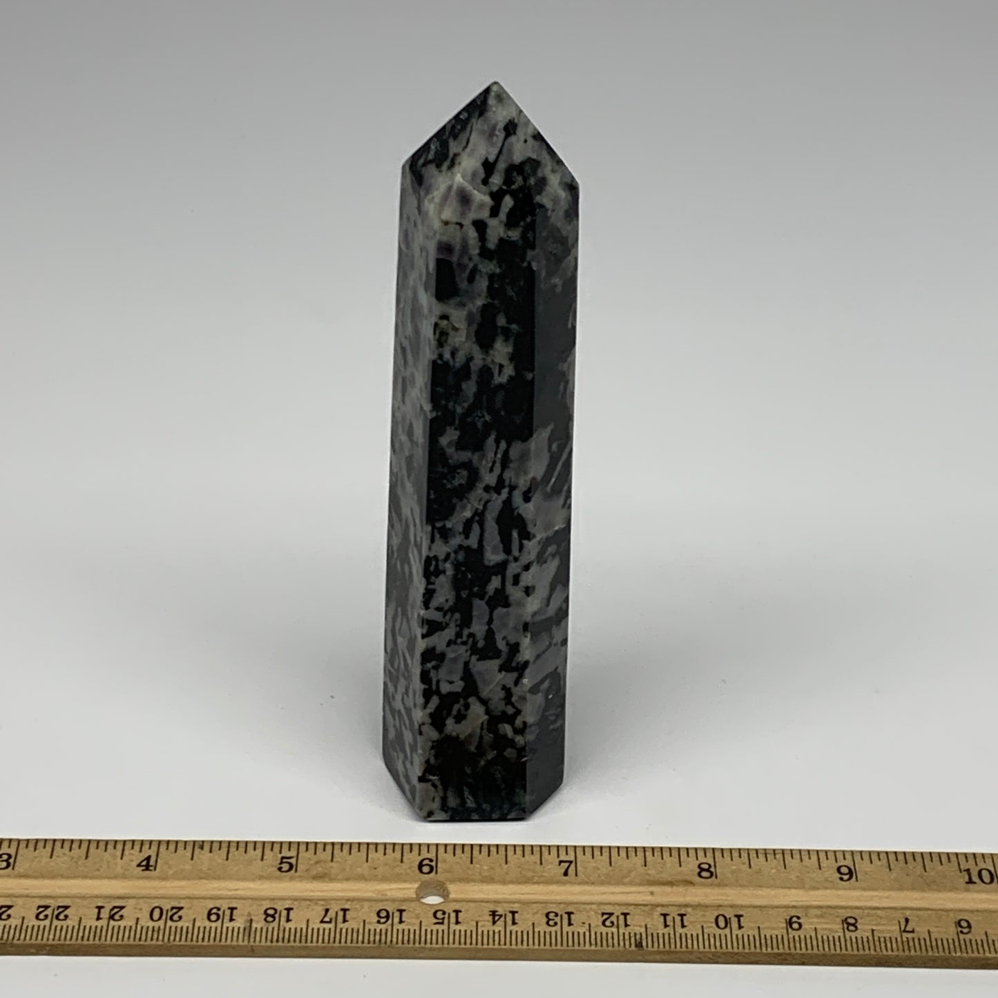 245.7g, 5.9" x 1.4" x 1.1" Indigo Gabro Merlinite Point Tower @Madagascar,B18308