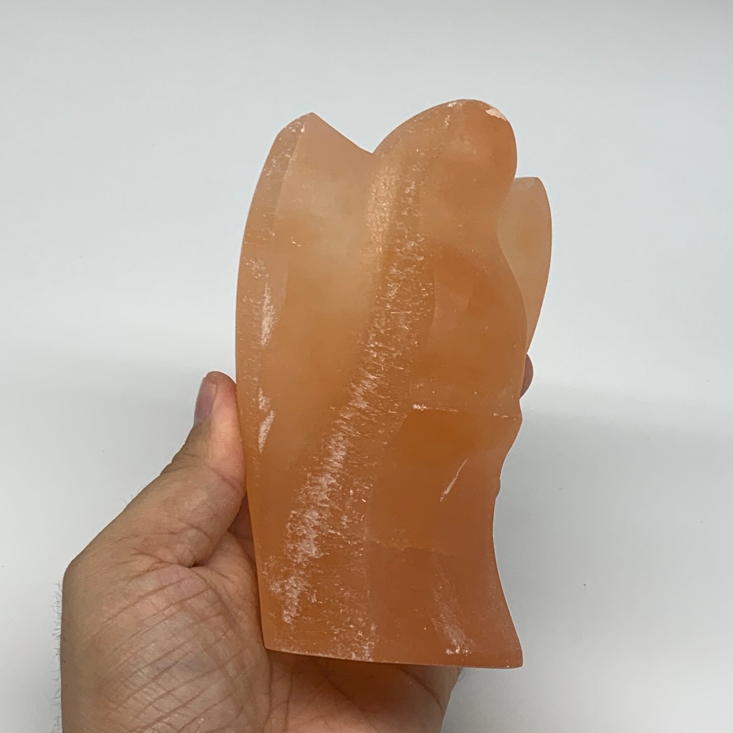 604g, 4.9"x3"x2.3"" Orange Selenite (Satin Spar) Angel Crystal @Morocco,B9398