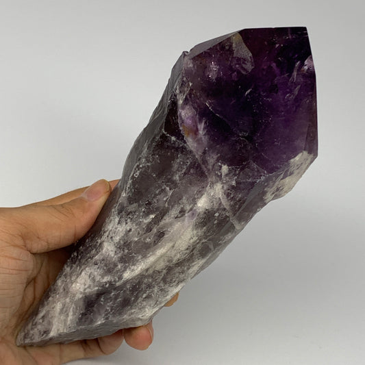 885g,7.5"x2.8"x2.5", Probably Repaired Amethyst Point Polished Rough lower @Braz