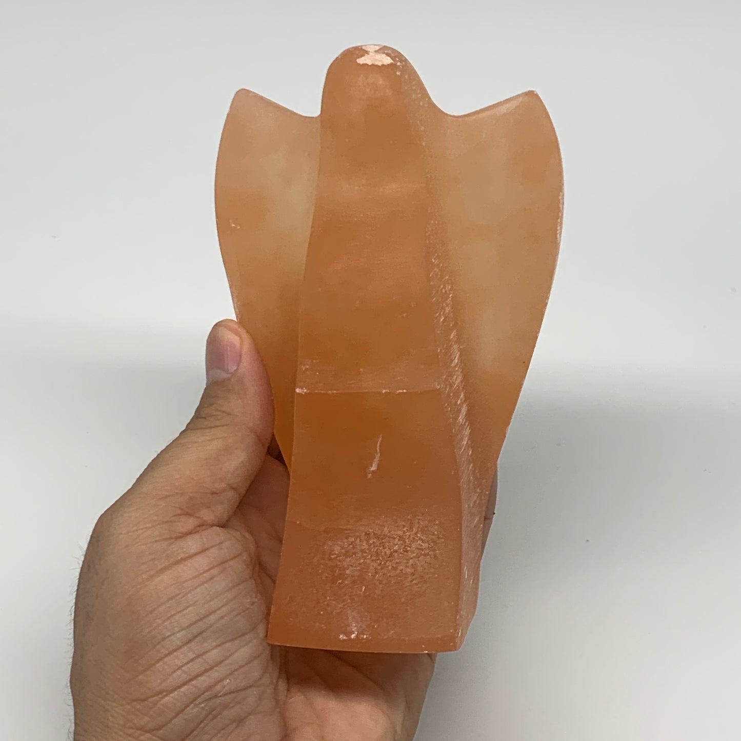 604g, 4.9"x3"x2.3"" Orange Selenite (Satin Spar) Angel Crystal @Morocco,B9398