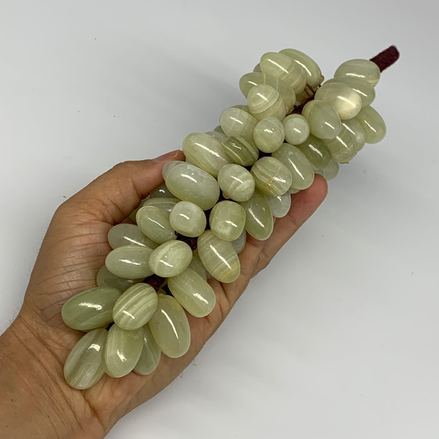 790g, 9"x4" Green Onyx Grape Bunch Stone Marble Decor @Pakistan,B25548