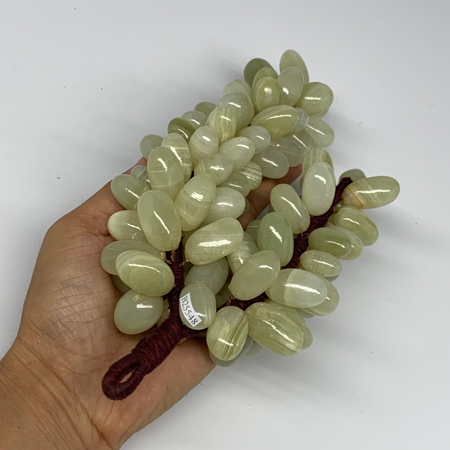 790g, 9"x4" Green Onyx Grape Bunch Stone Marble Decor @Pakistan,B25548