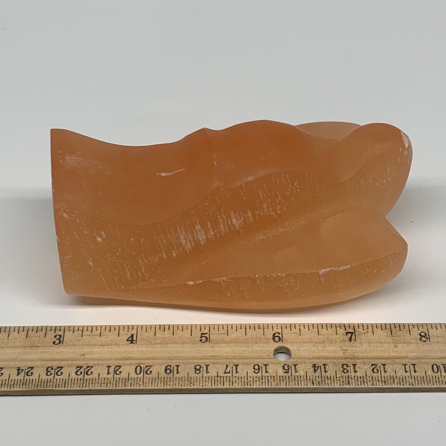 604g, 4.9"x3"x2.3"" Orange Selenite (Satin Spar) Angel Crystal @Morocco,B9398