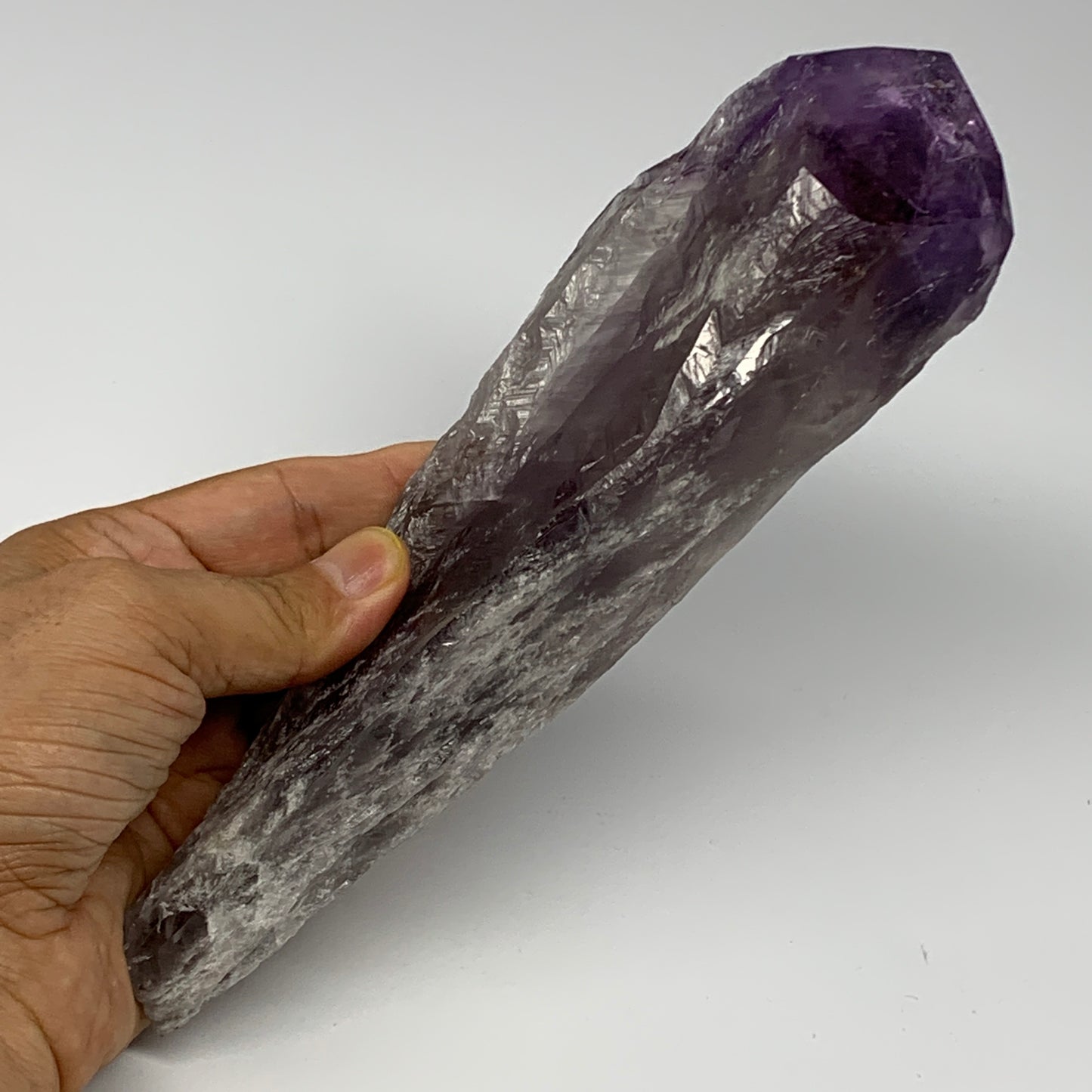 555g,8.5"x2.4"x2",Amethyst Point Polished Rough lower part from Brazil,B19101