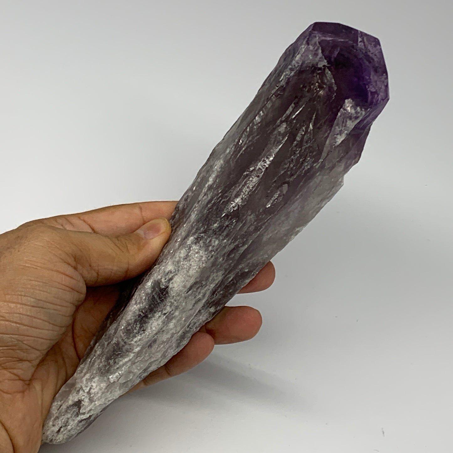 555g,8.5"x2.4"x2",Amethyst Point Polished Rough lower part from Brazil,B19101