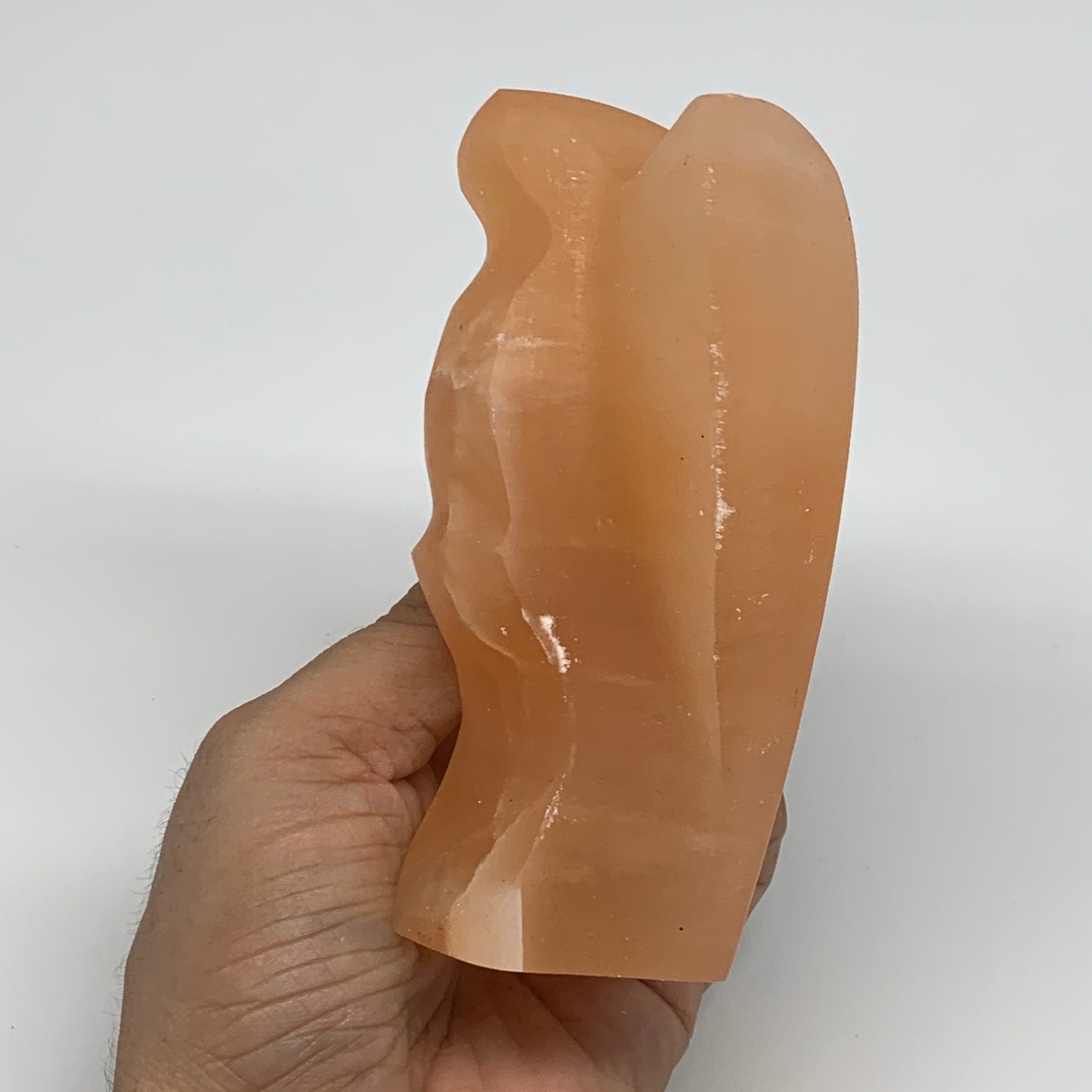 484g, 4.6"x3.2"x1.9"" Orange Selenite (Satin Spar) Angel Crystal @Morocco,B9399