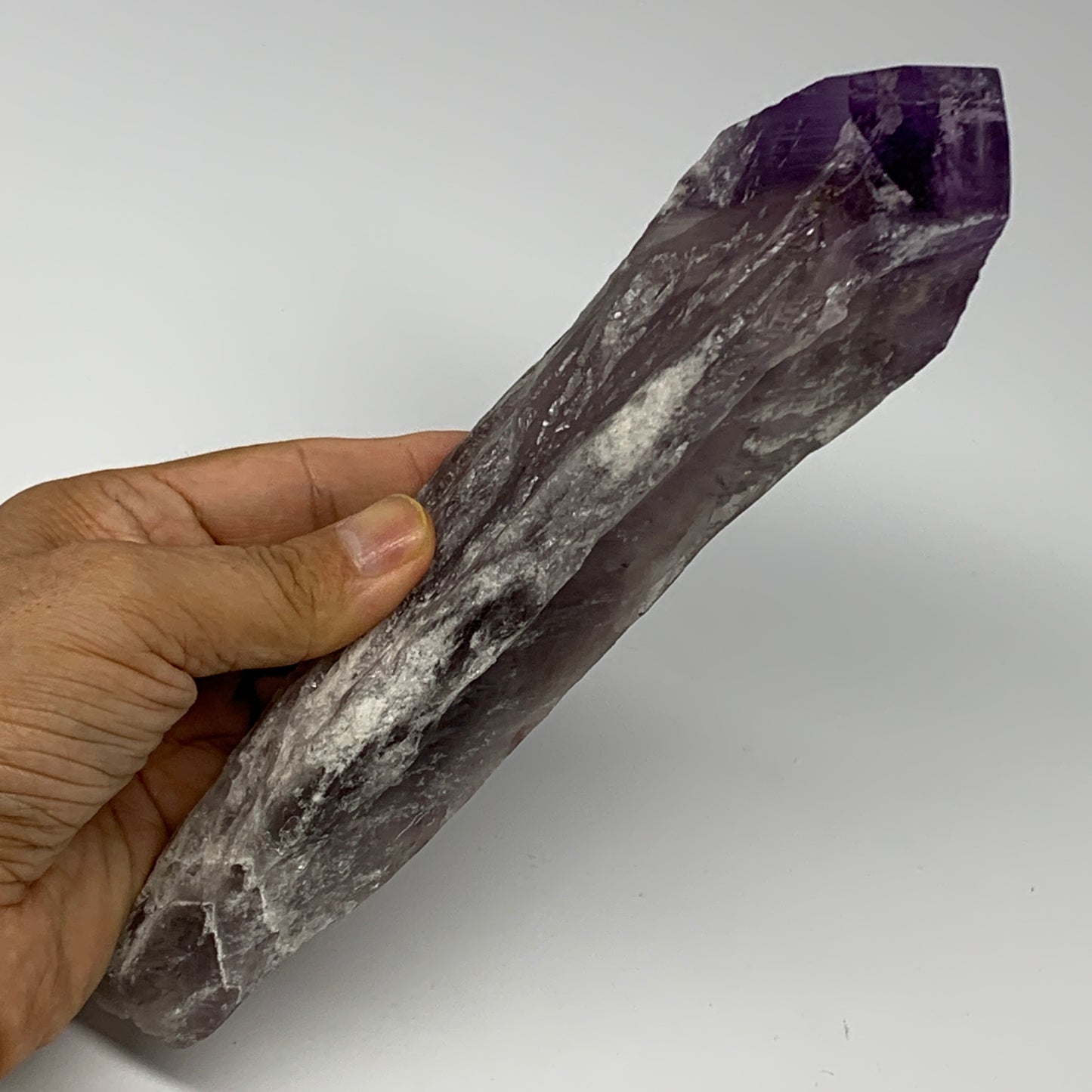 555g,8.5"x2.4"x2",Amethyst Point Polished Rough lower part from Brazil,B19101