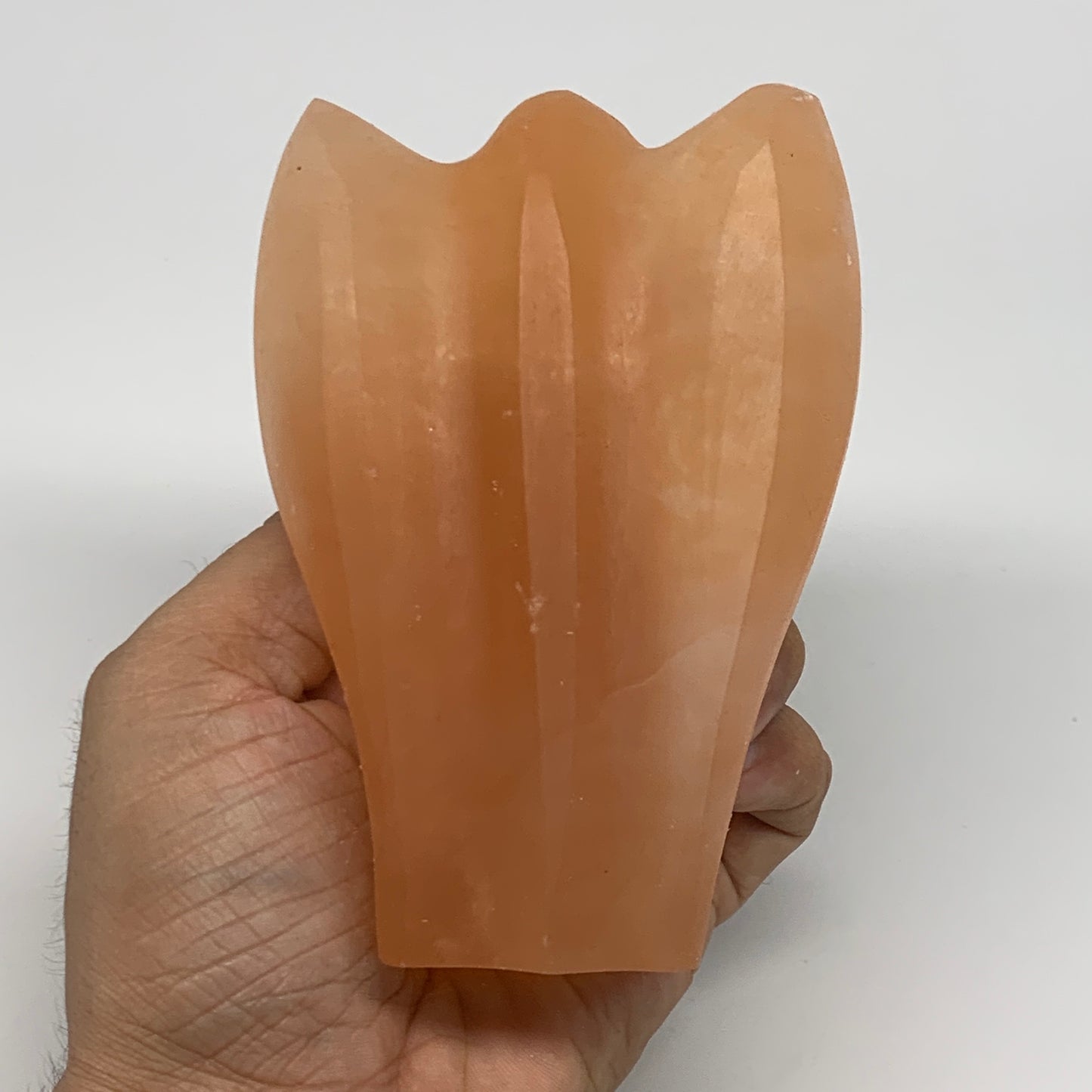 484g, 4.6"x3.2"x1.9"" Orange Selenite (Satin Spar) Angel Crystal @Morocco,B9399