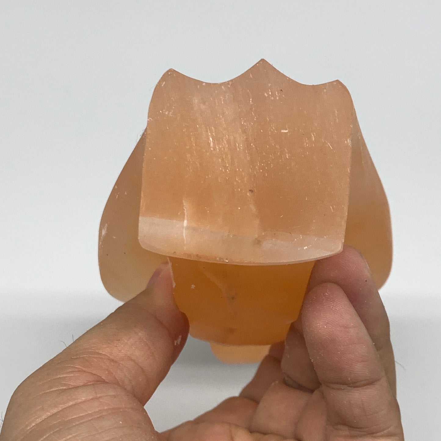 484g, 4.6"x3.2"x1.9"" Orange Selenite (Satin Spar) Angel Crystal @Morocco,B9399