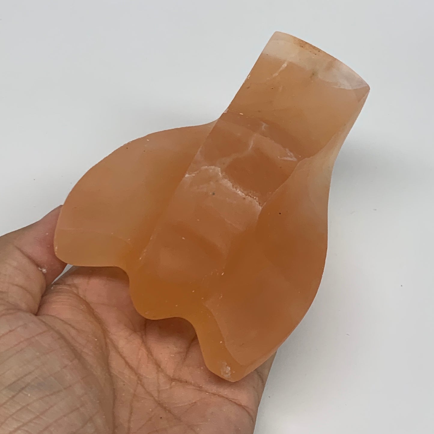 484g, 4.6"x3.2"x1.9"" Orange Selenite (Satin Spar) Angel Crystal @Morocco,B9399