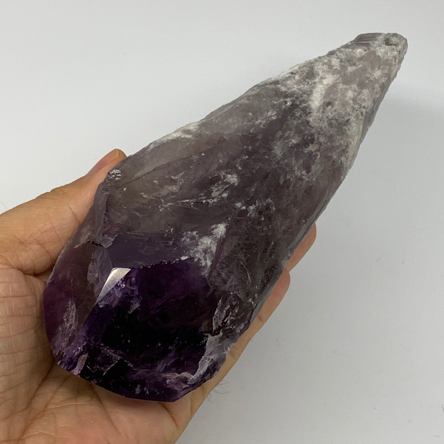 555g,8.5"x2.4"x2",Amethyst Point Polished Rough lower part from Brazil,B19101