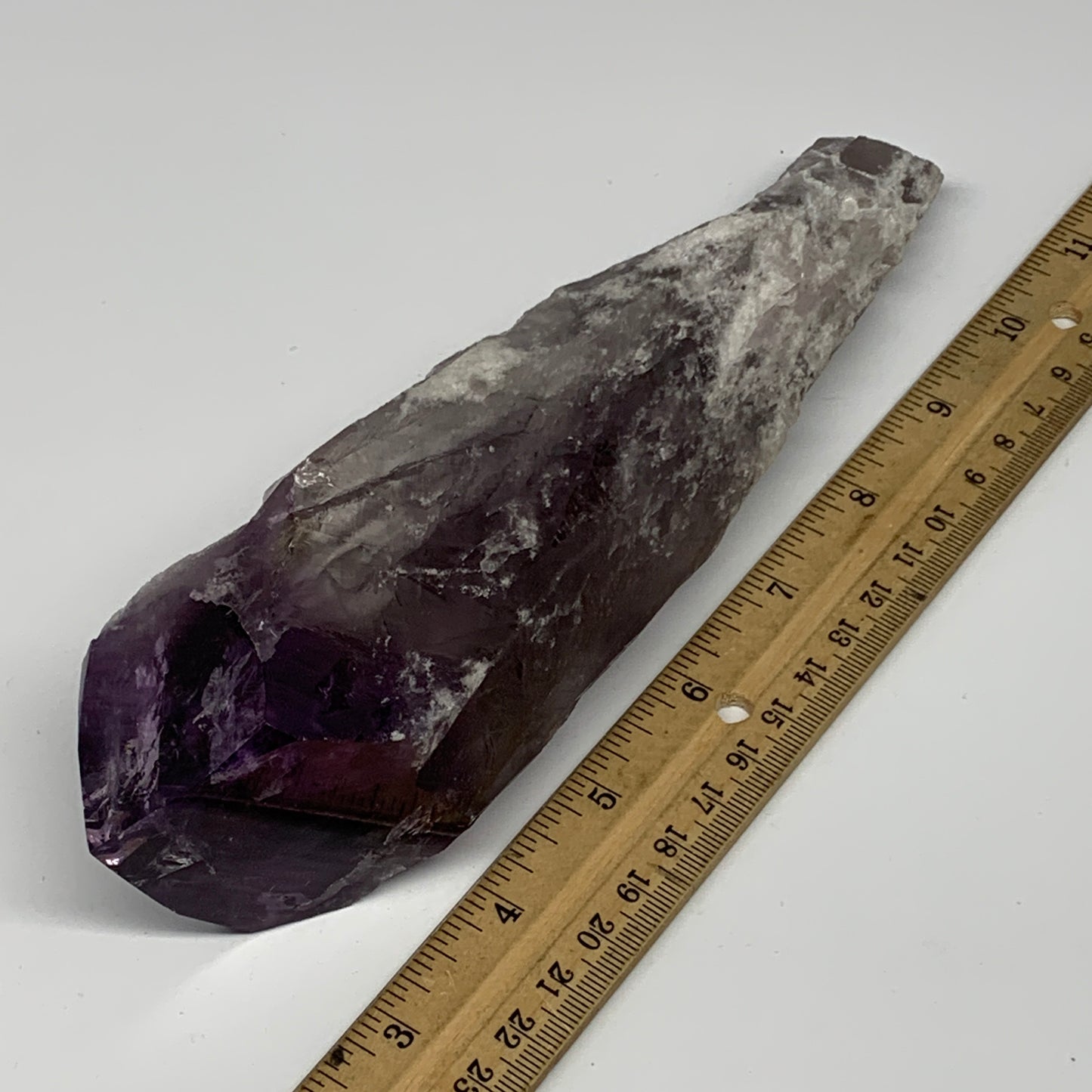 555g,8.5"x2.4"x2",Amethyst Point Polished Rough lower part from Brazil,B19101