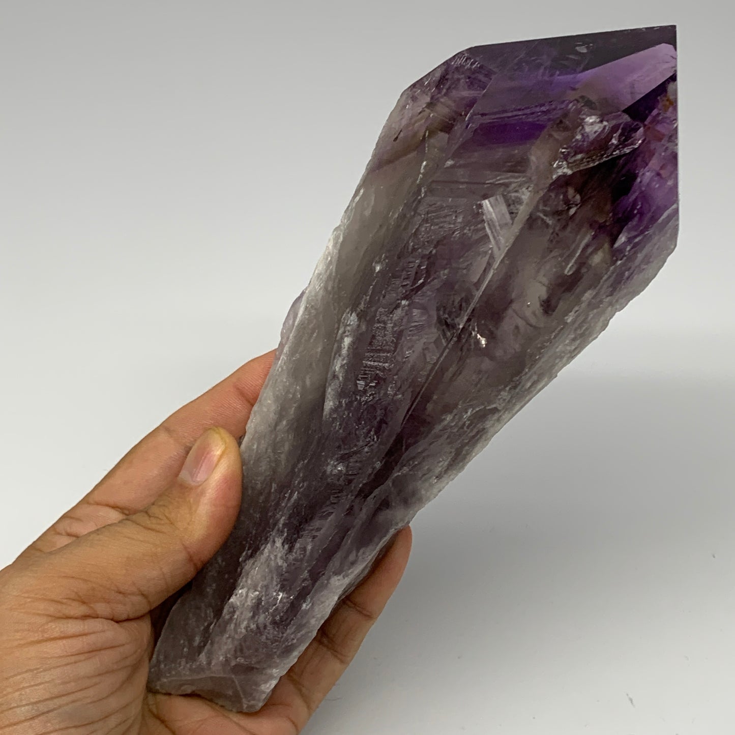 545g,7.5"x2.8"x1.7",Amethyst Point Polished Rough lower part from Brazil,B19102