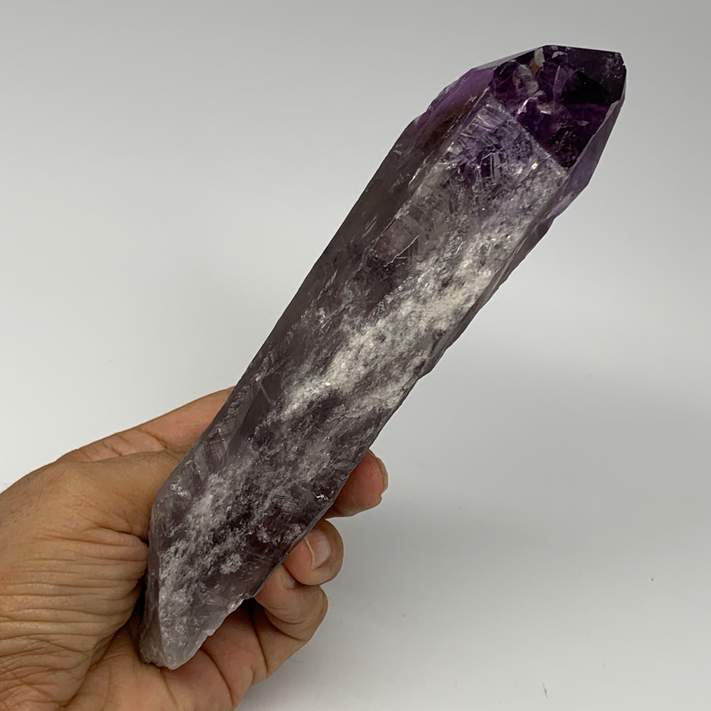 545g,7.5"x2.8"x1.7",Amethyst Point Polished Rough lower part from Brazil,B19102