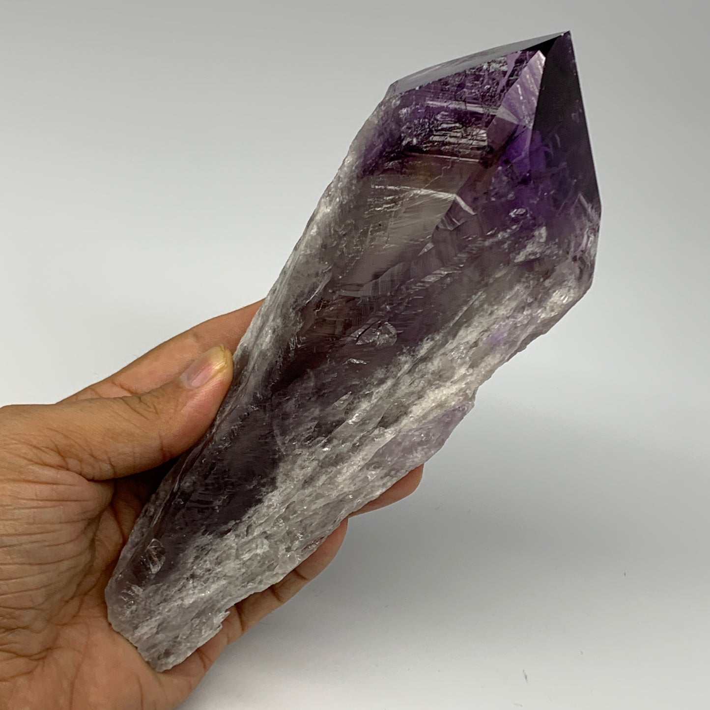 545g,7.5"x2.8"x1.7",Amethyst Point Polished Rough lower part from Brazil,B19102