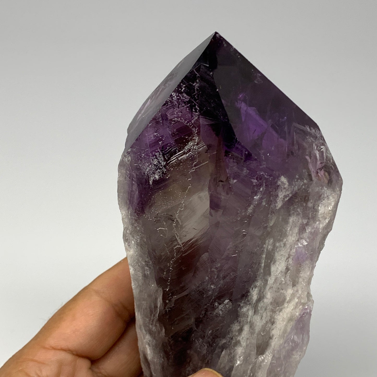 545g,7.5"x2.8"x1.7",Amethyst Point Polished Rough lower part from Brazil,B19102