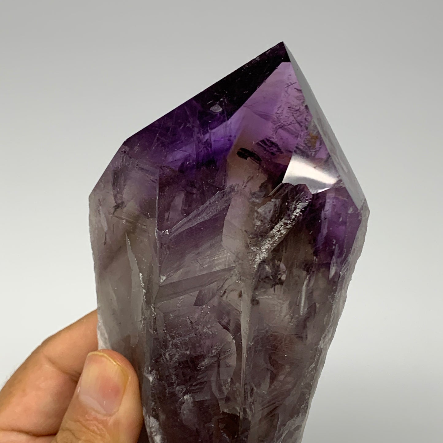 545g,7.5"x2.8"x1.7",Amethyst Point Polished Rough lower part from Brazil,B19102