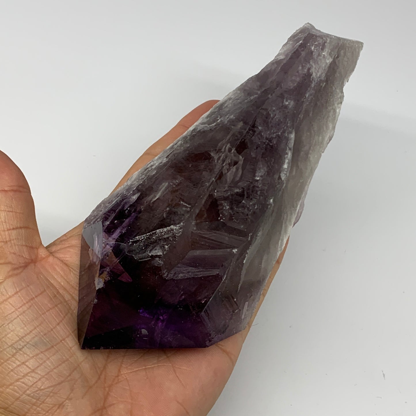 545g,7.5"x2.8"x1.7",Amethyst Point Polished Rough lower part from Brazil,B19102