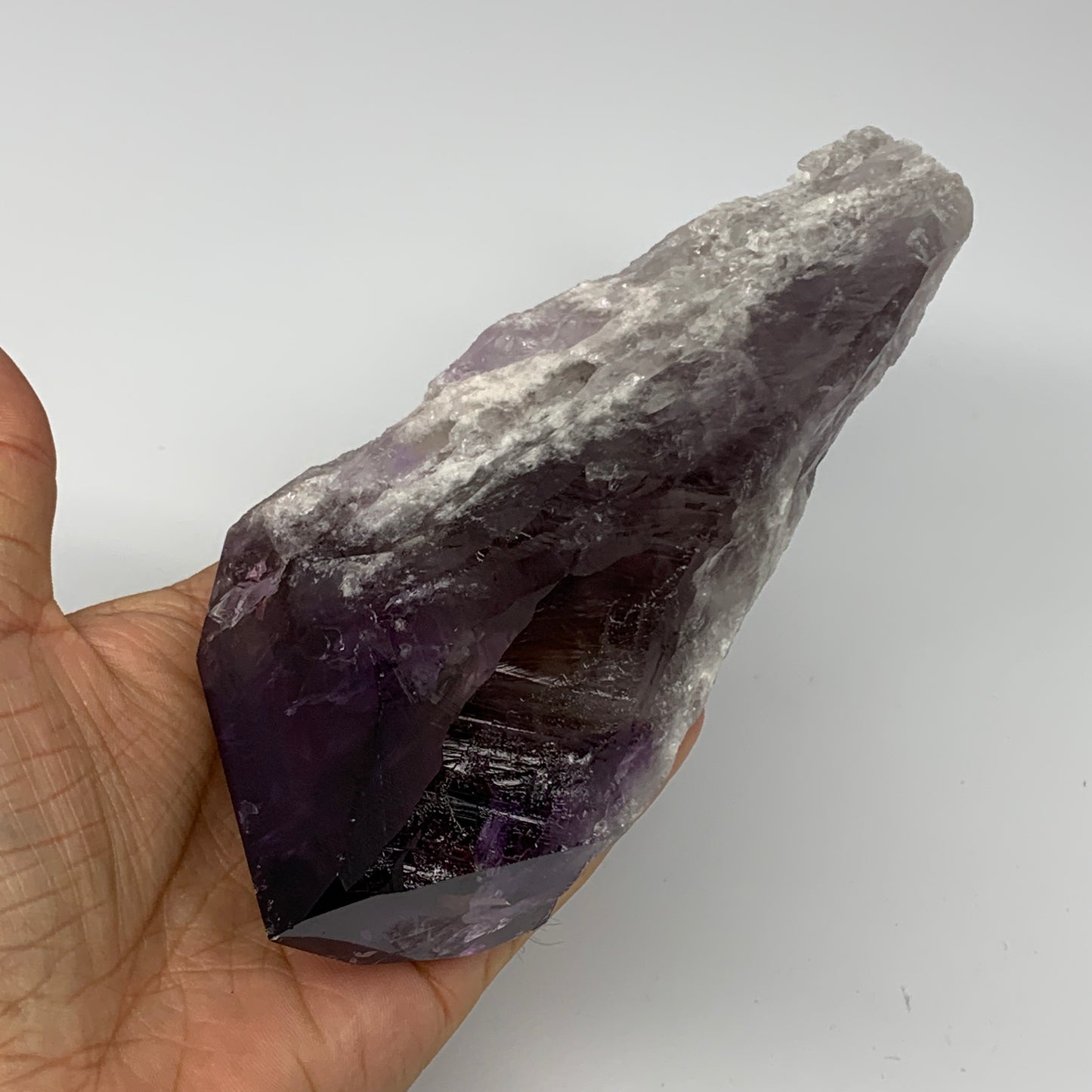 545g,7.5"x2.8"x1.7",Amethyst Point Polished Rough lower part from Brazil,B19102