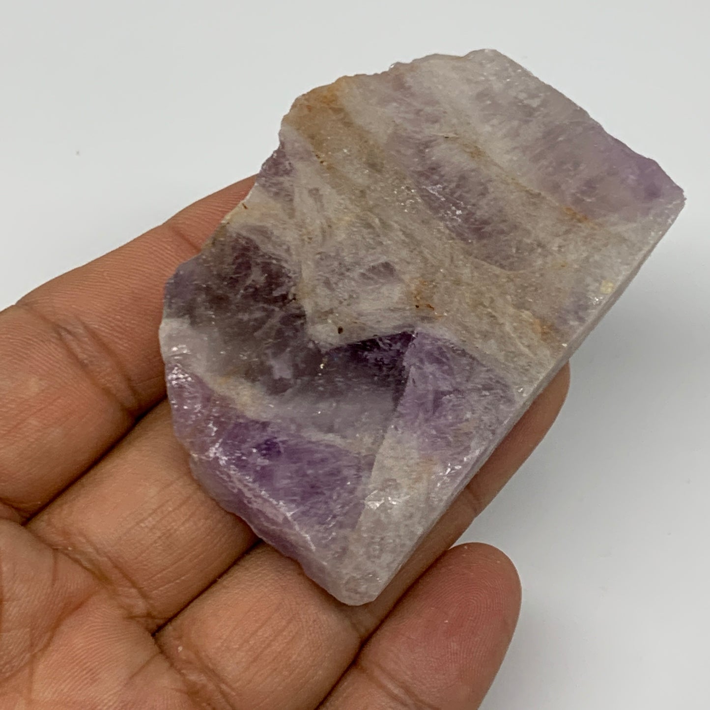 69.7g, 2.5"x1.7"x0.5", One face polished Banned Amethyst, One face semi polished
