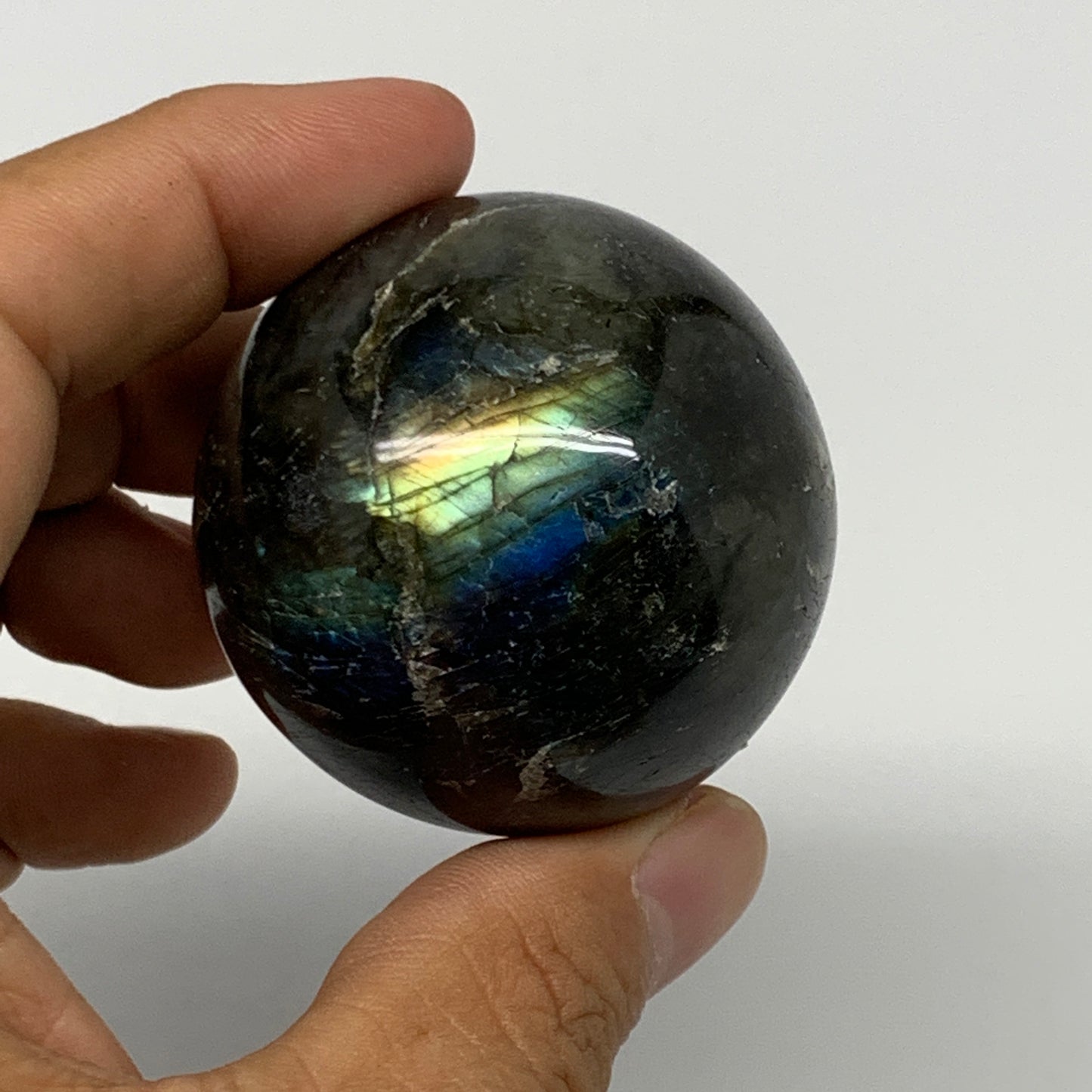 132.3g, 1.8"(45mm), Labradorite Sphere Gemstone,Crystal @Madagascar, B22381