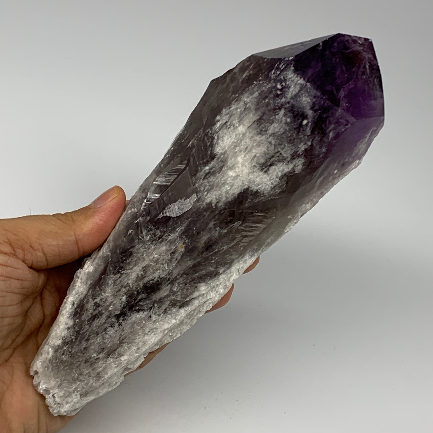 710g,8.1"x2.5"x2.5",Amethyst Point Polished Rough lower part from Brazil,B19105