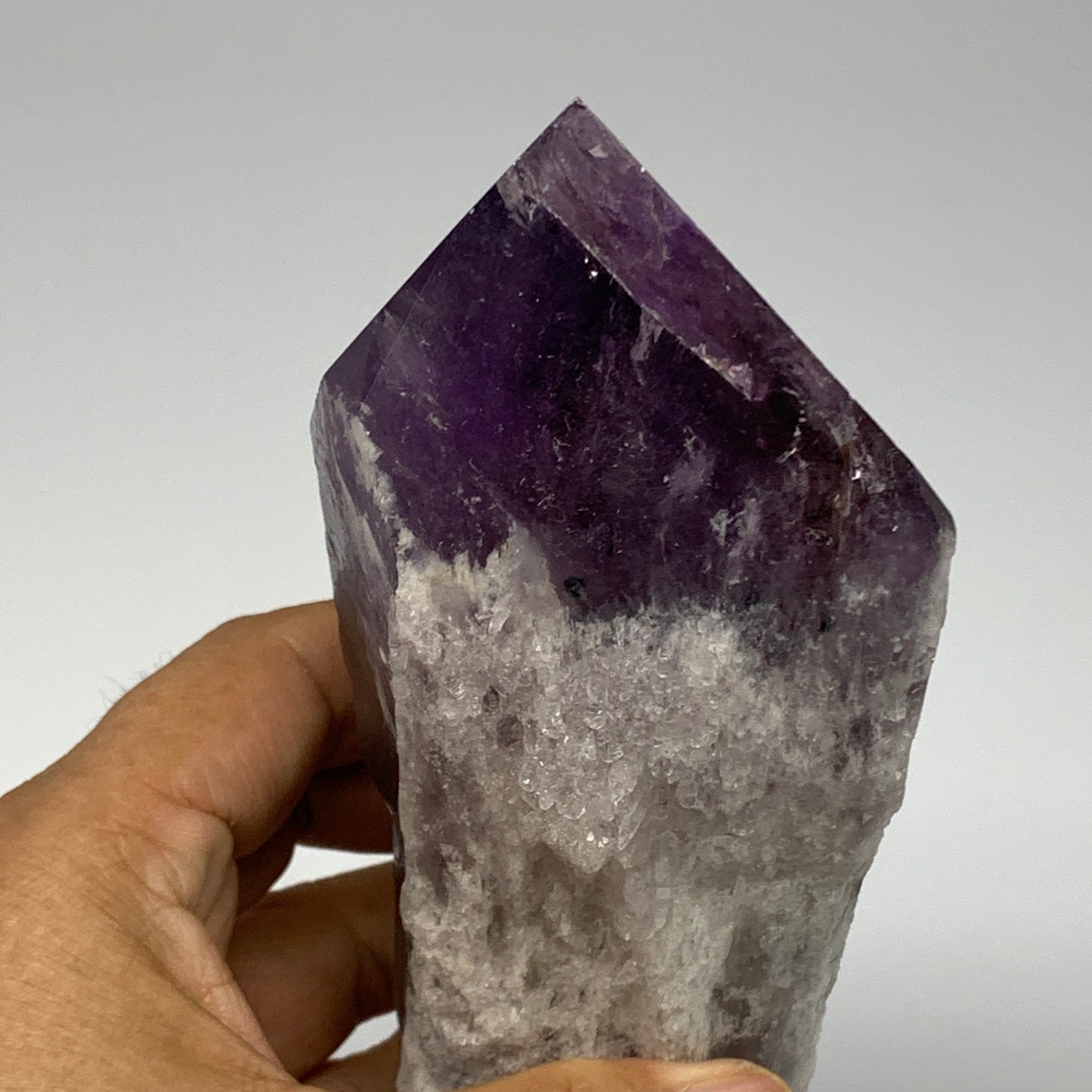 710g,8.1"x2.5"x2.5",Amethyst Point Polished Rough lower part from Brazil,B19105