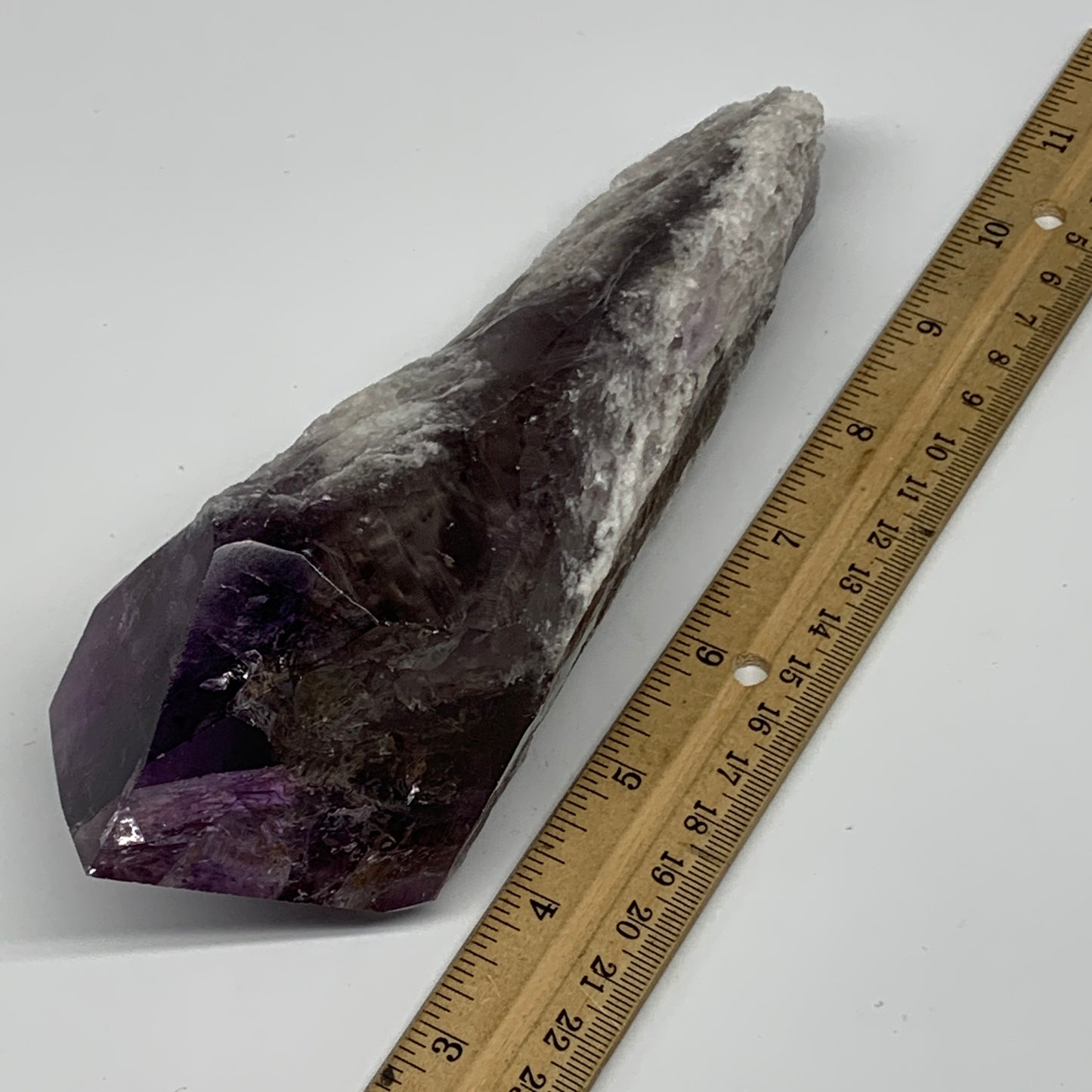 710g,8.1"x2.5"x2.5",Amethyst Point Polished Rough lower part from Brazil,B19105