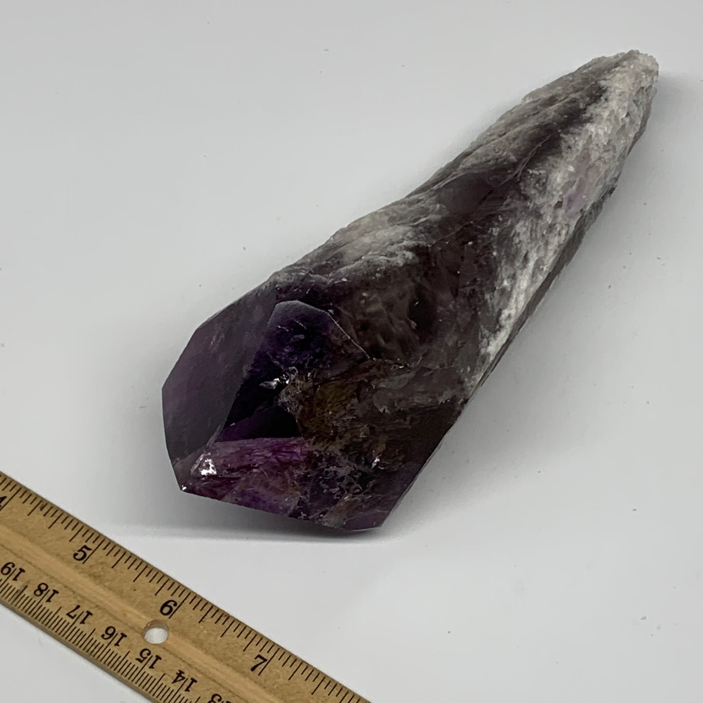 710g,8.1"x2.5"x2.5",Amethyst Point Polished Rough lower part from Brazil,B19105