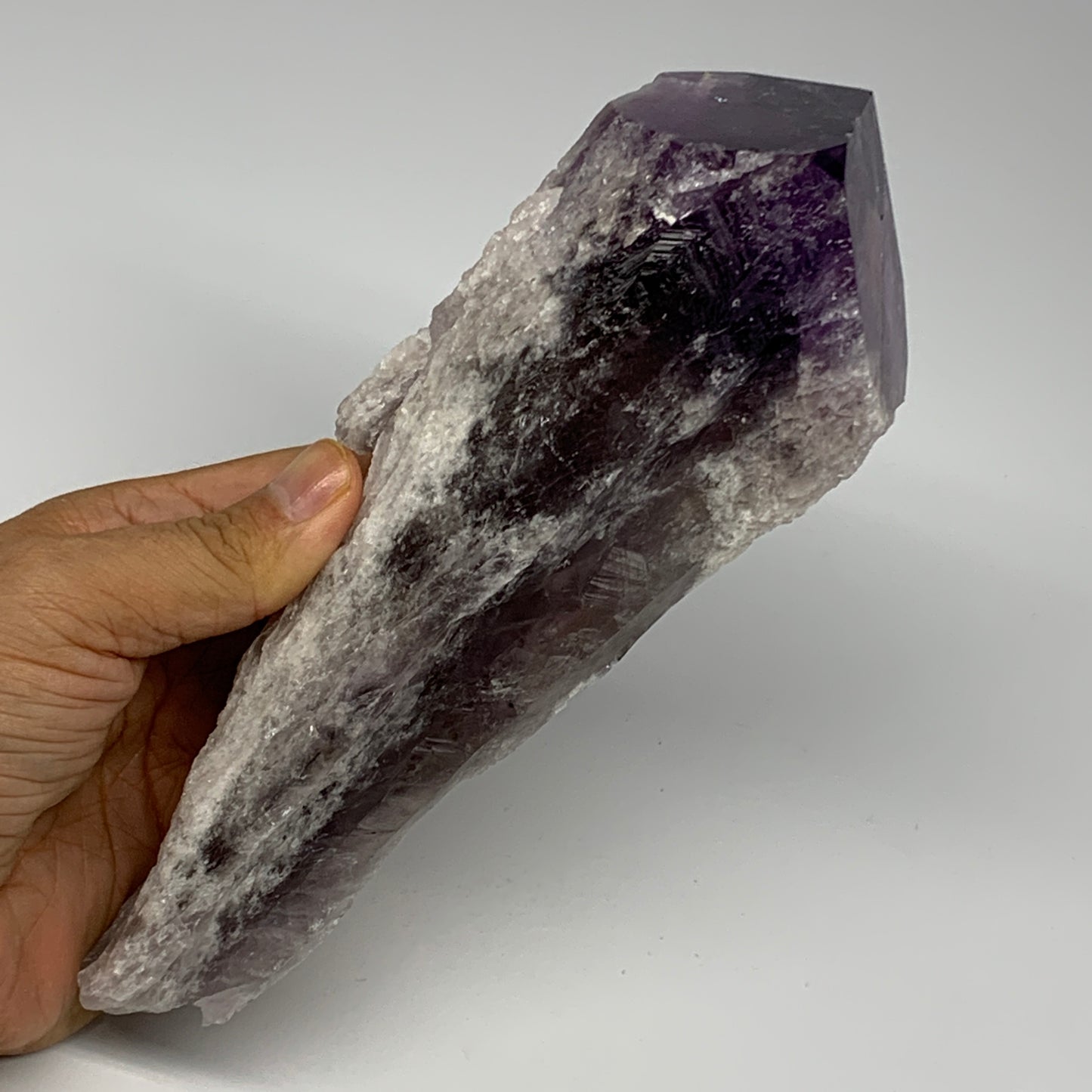 815g,8"x2.8"x2.7",Amethyst Point Polished Rough lower part from Brazil,B19106