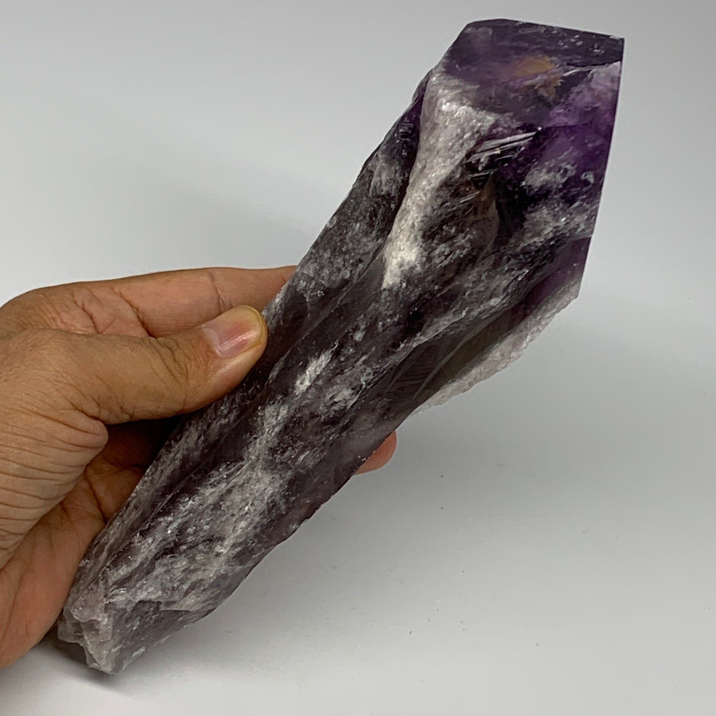 815g,8"x2.8"x2.7",Amethyst Point Polished Rough lower part from Brazil,B19106