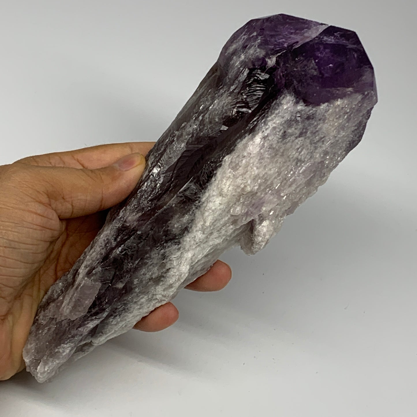 815g,8"x2.8"x2.7",Amethyst Point Polished Rough lower part from Brazil,B19106