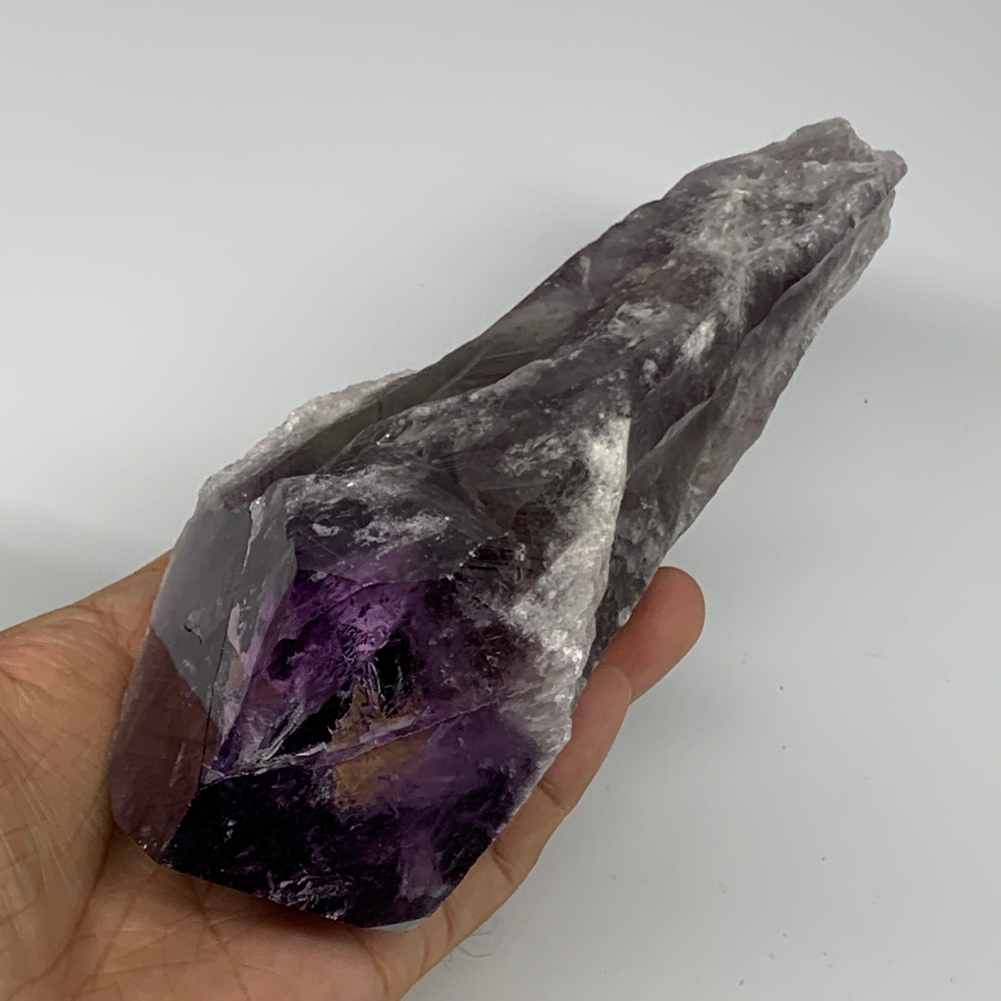 815g,8"x2.8"x2.7",Amethyst Point Polished Rough lower part from Brazil,B19106