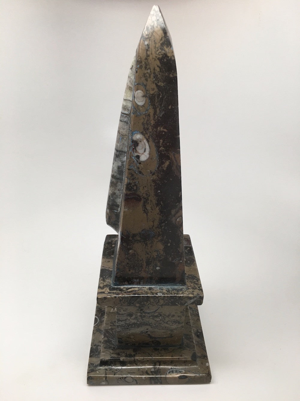 1398 Grams, 9.75" x 3.6" Brown TowerObelisk Fossils Orthoceras @Morocco,MF1026