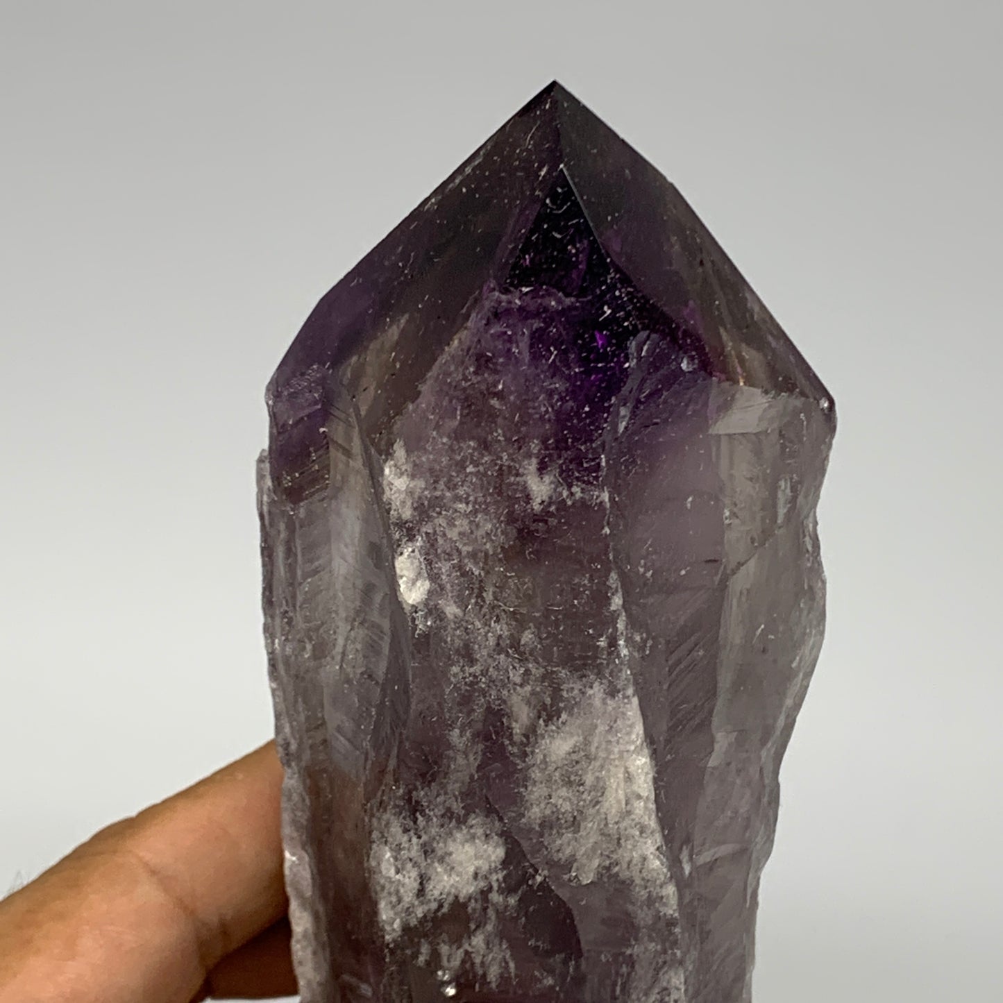 433.4g,7.25"x2.3"x1.7",Amethyst Point Polished Rough lower part from Brazil,B191