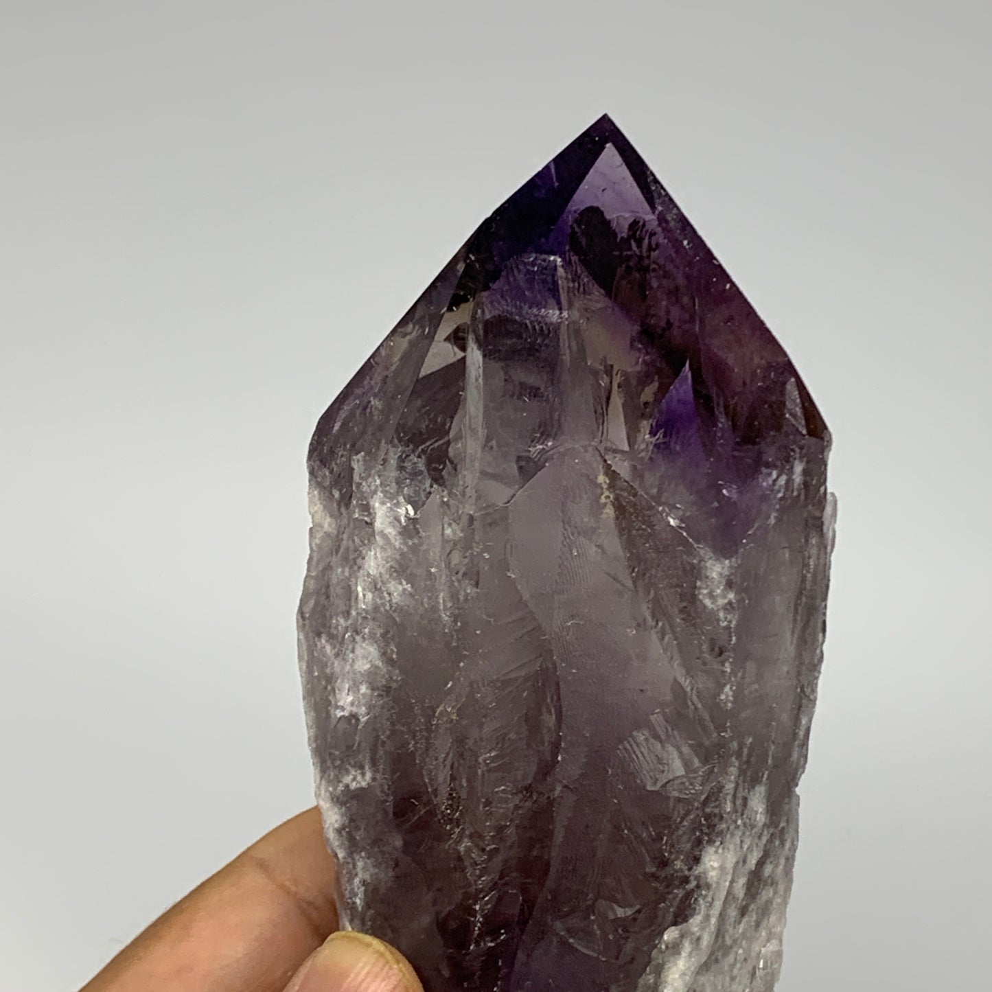 433.4g,7.25"x2.3"x1.7",Amethyst Point Polished Rough lower part from Brazil,B191