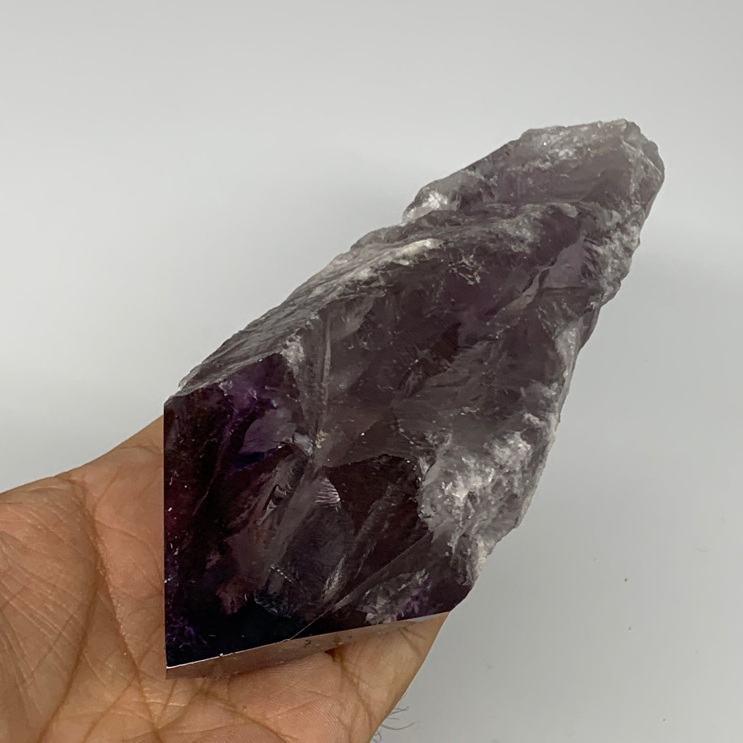 433.4g,7.25"x2.3"x1.7",Amethyst Point Polished Rough lower part from Brazil,B191