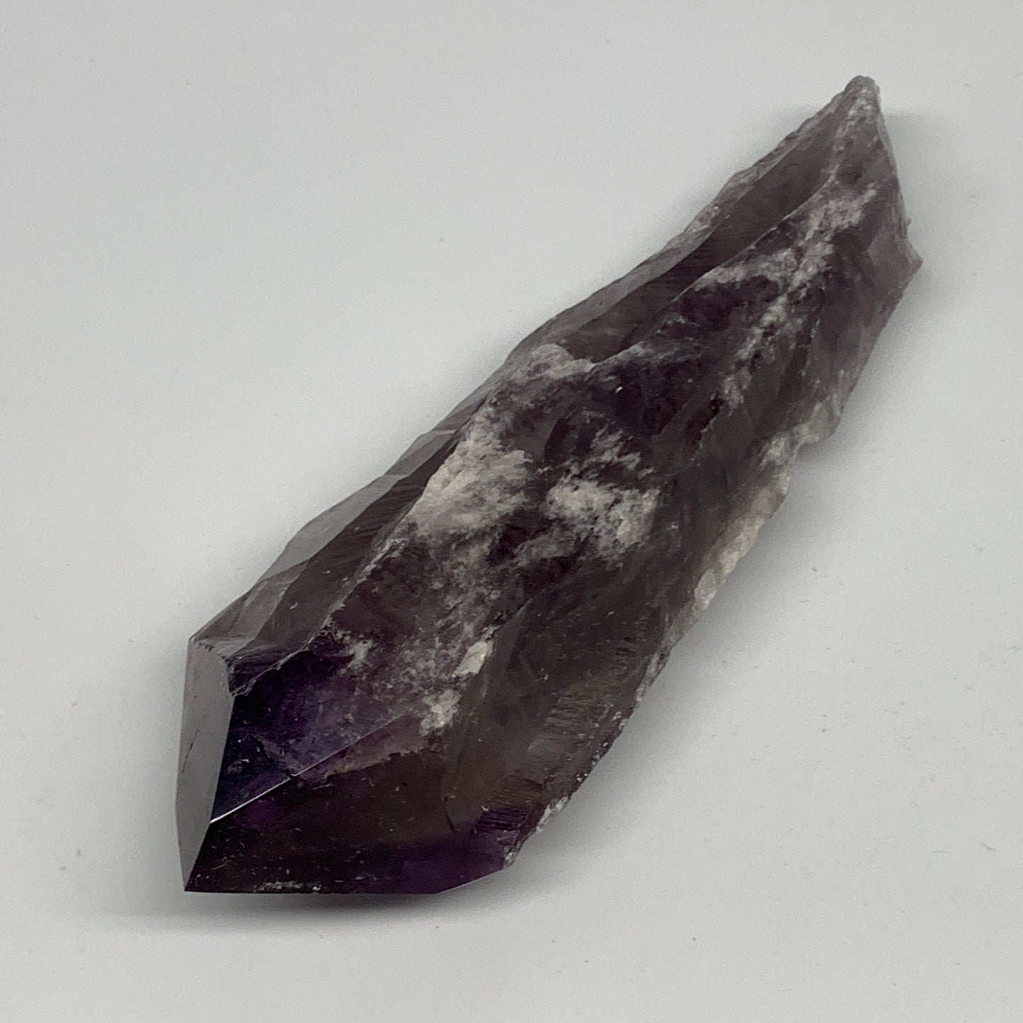 433.4g,7.25"x2.3"x1.7",Amethyst Point Polished Rough lower part from Brazil,B191