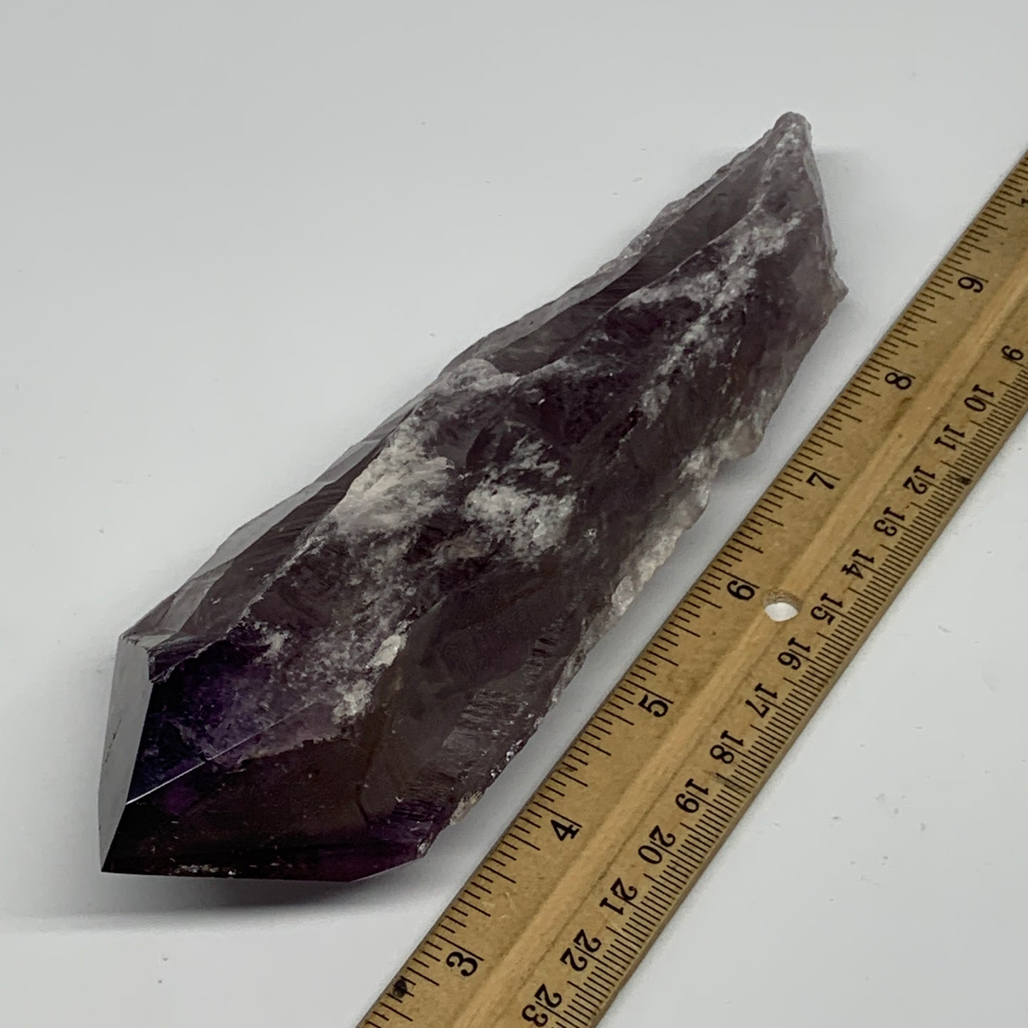 433.4g,7.25"x2.3"x1.7",Amethyst Point Polished Rough lower part from Brazil,B191