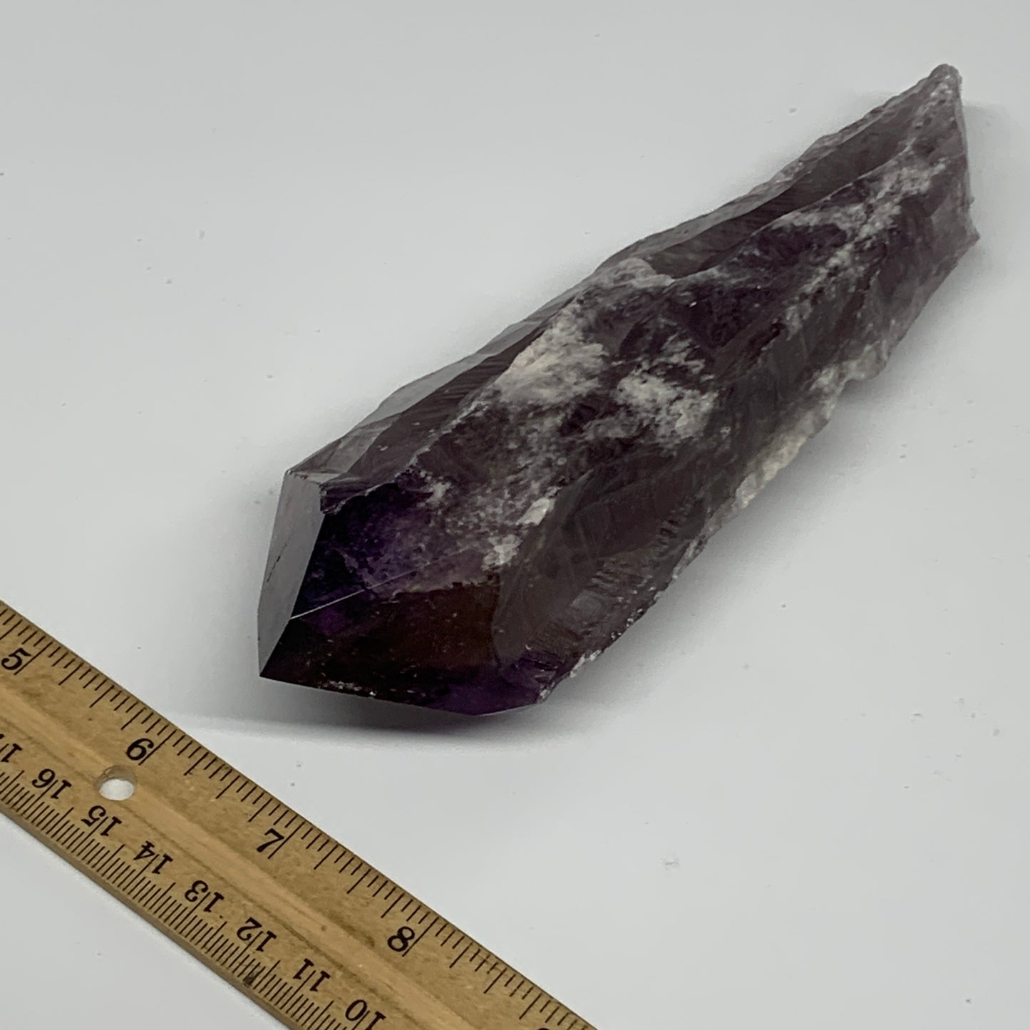 433.4g,7.25"x2.3"x1.7",Amethyst Point Polished Rough lower part from Brazil,B191