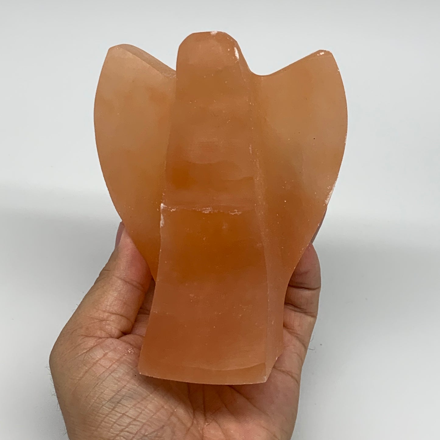 710g, 4.8"x3.6"x2.5" Orange Selenite (Satin Spar) Angel Crystal @Morocco,B9407