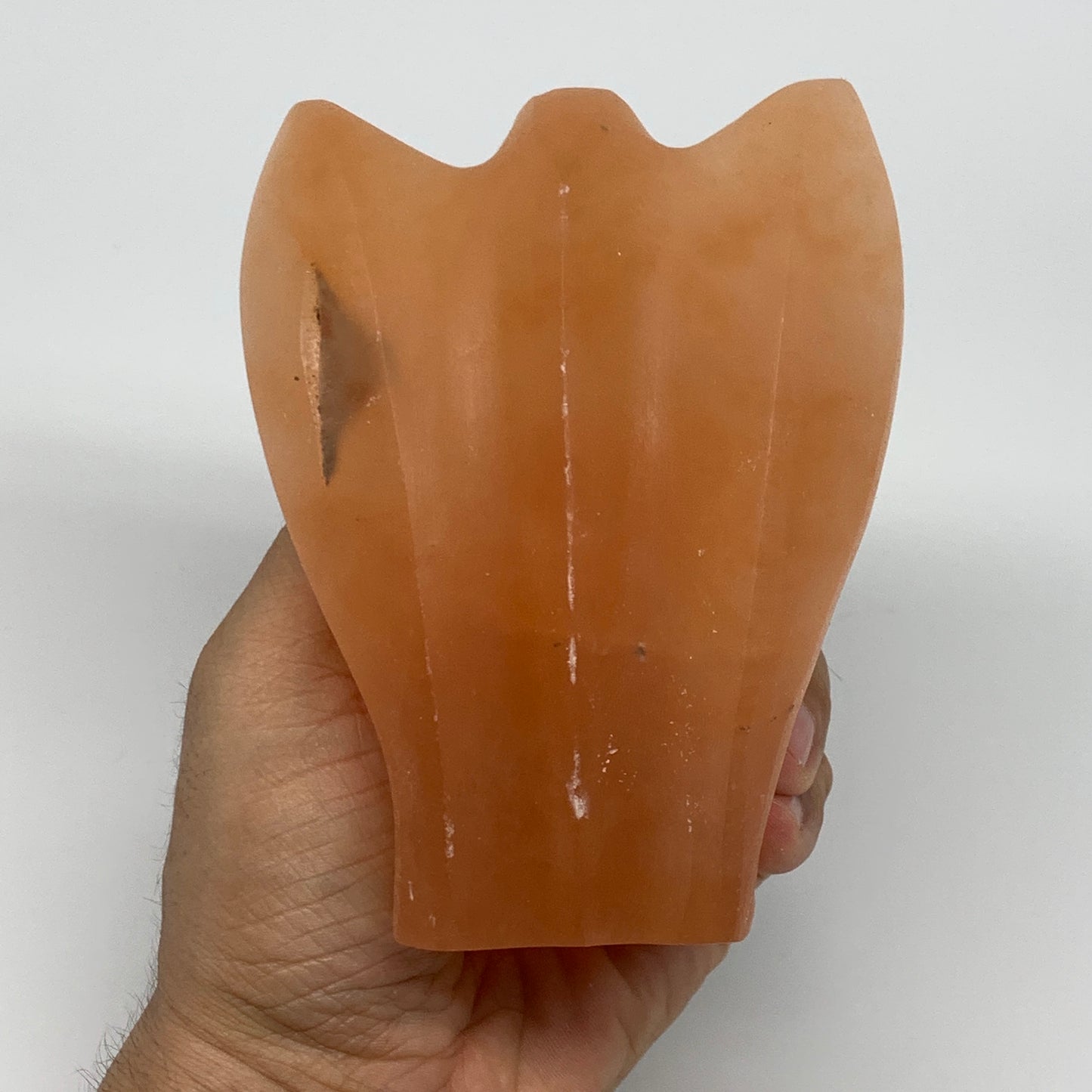 710g, 4.8"x3.6"x2.5" Orange Selenite (Satin Spar) Angel Crystal @Morocco,B9407
