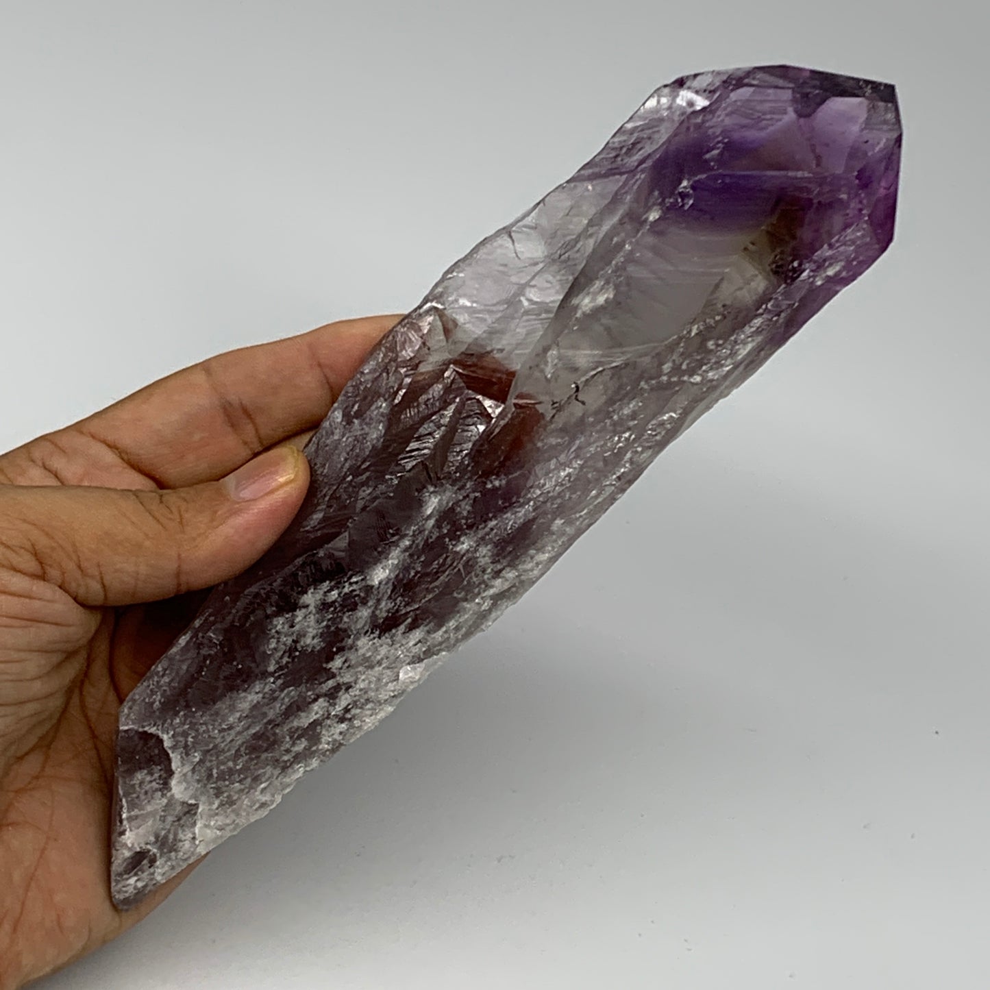 318.5g,7.75"x2"x1.3",Amethyst Point Polished Rough lower part from Brazil,B19110