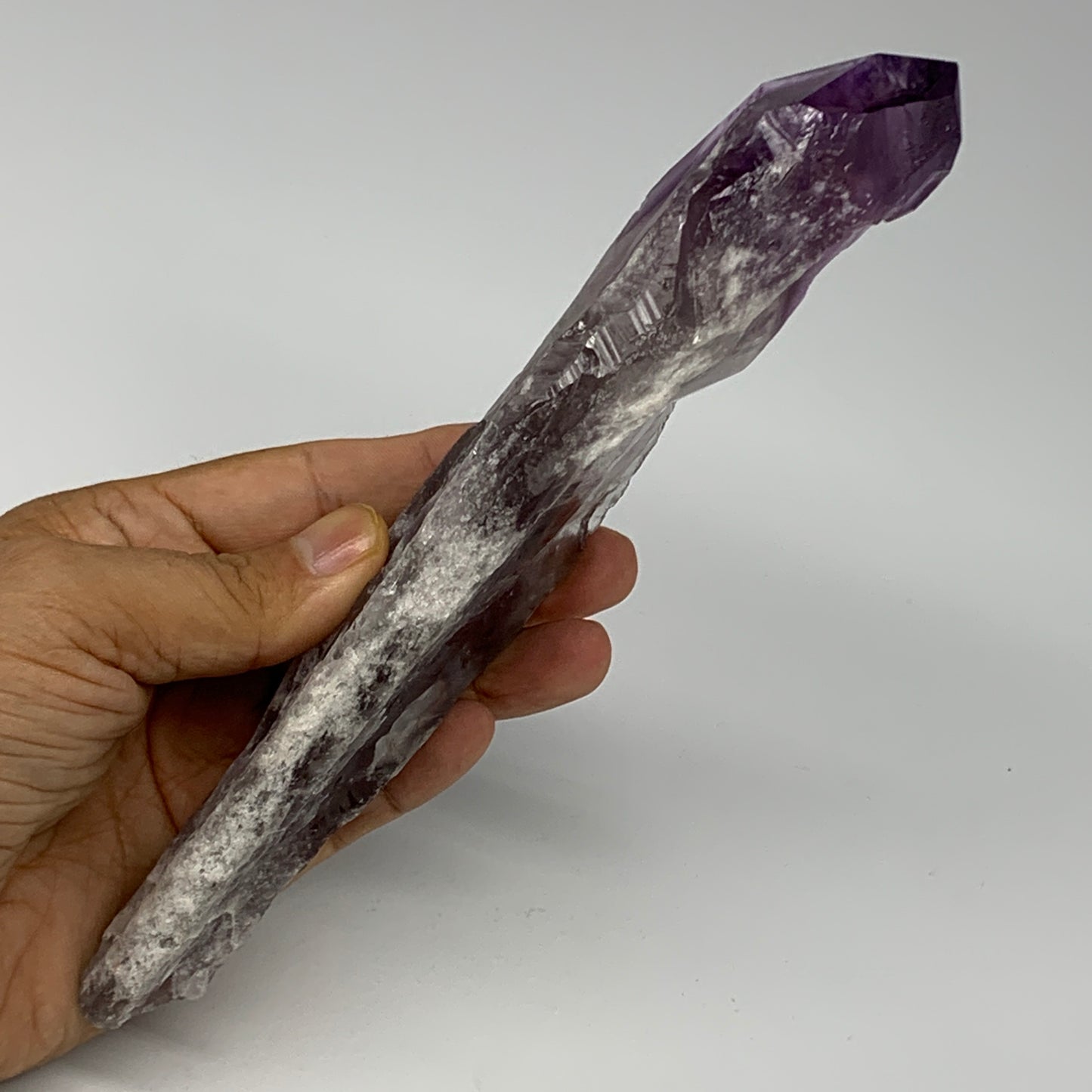 318.5g,7.75"x2"x1.3",Amethyst Point Polished Rough lower part from Brazil,B19110