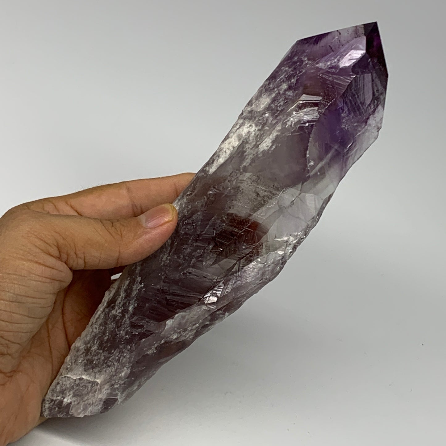 318.5g,7.75"x2"x1.3",Amethyst Point Polished Rough lower part from Brazil,B19110