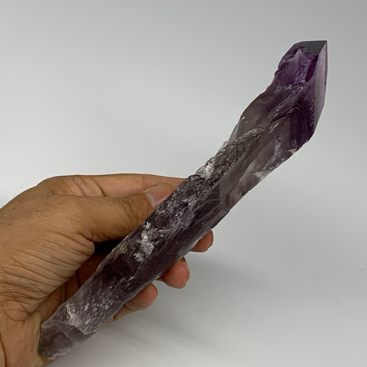 318.5g,7.75"x2"x1.3",Amethyst Point Polished Rough lower part from Brazil,B19110