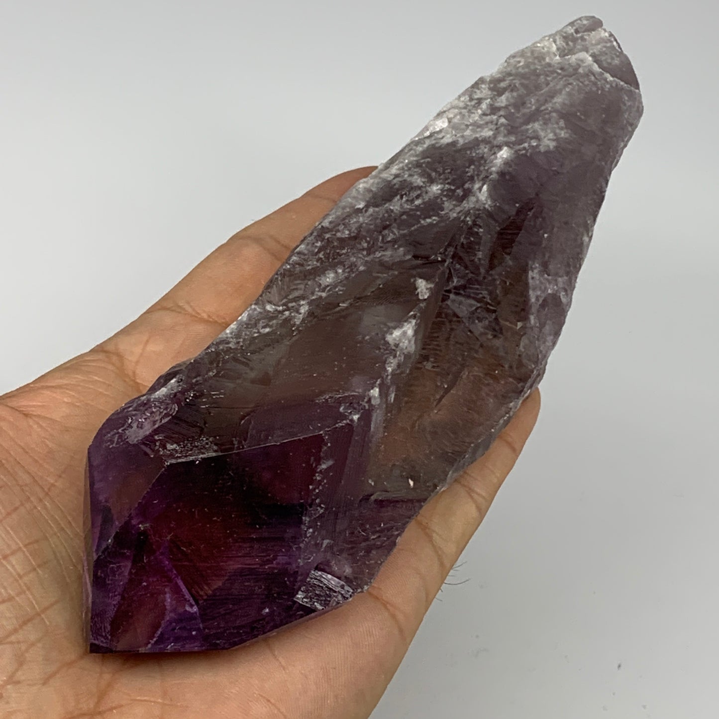 318.5g,7.75"x2"x1.3",Amethyst Point Polished Rough lower part from Brazil,B19110